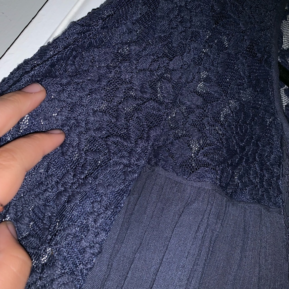 American Eagle Bell Sleeve Peasant Blouse Blue Lace Shirt NWOT - Picture 7 of 11